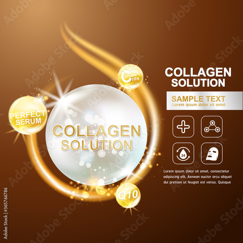 Collagen Serum and Vitamin Background Concept Skin Care Cosmetic.