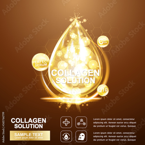 Collagen Serum and Vitamin Background Concept Skin Care Cosmetic.