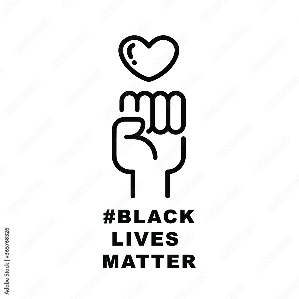 Hand symbol for black lives matter protest in USA to stop violence to black people in U.S. America. Fight for human right. Line, pictogram,stroke Vector illustration. Design on white background. EPS10 Hand symbol for black lives matter protest in USA to stop violence to black people in U.S. America. Fight for human right. Line, pictogram,stroke Vector illustration. Design on white background. EPS10