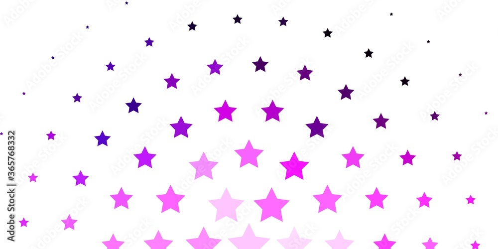 Light Purple, Pink vector background with small and big stars. Blur decorative design in simple style with stars. Pattern for wrapping gifts.