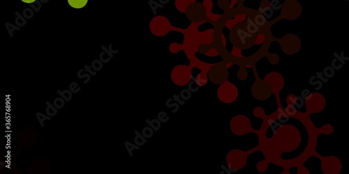 Dark green, yellow vector backdrop with virus symbols.