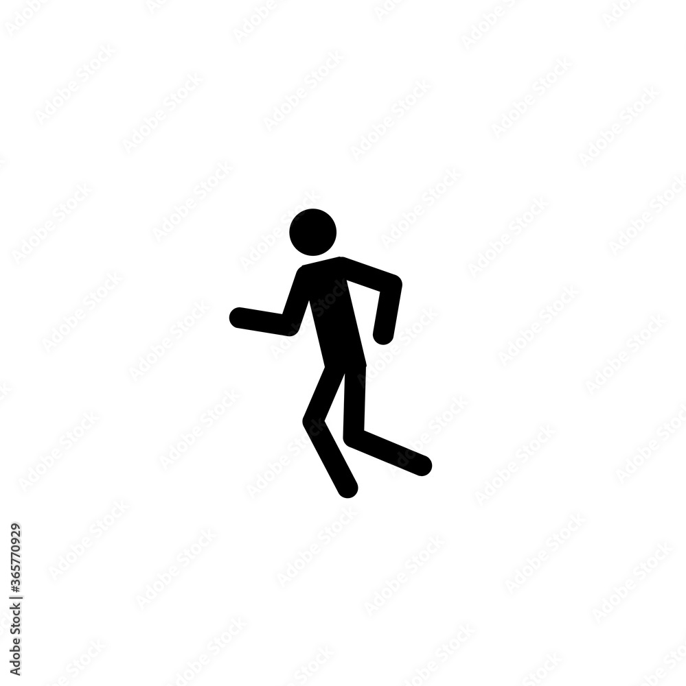 silhouette of a walking man, stick man walking isolated on a white background