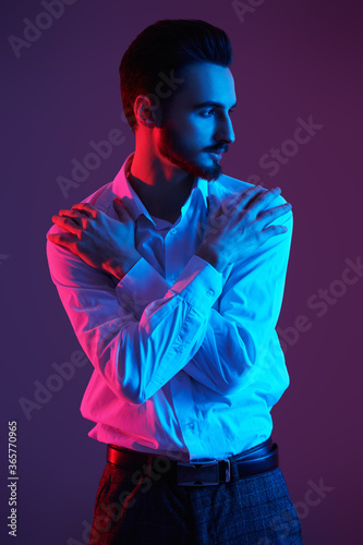 multicolor portrait of man