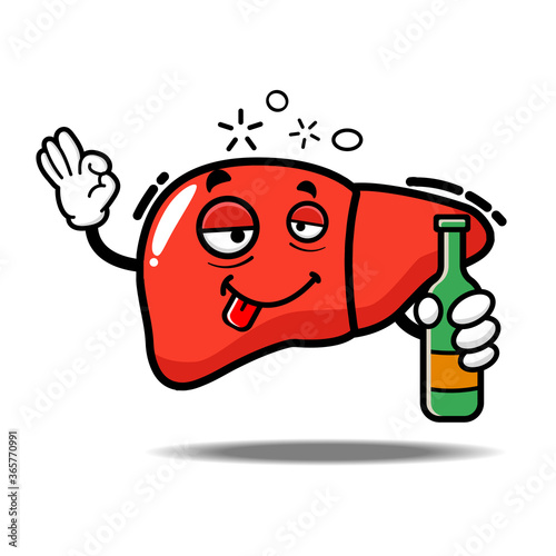 drunken liver cute mascot character