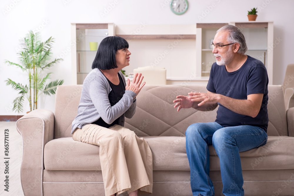 Old couple having argument at home Old couple having argument at home