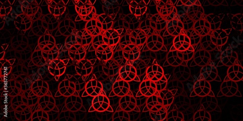 Dark Red vector background with occult symbols.