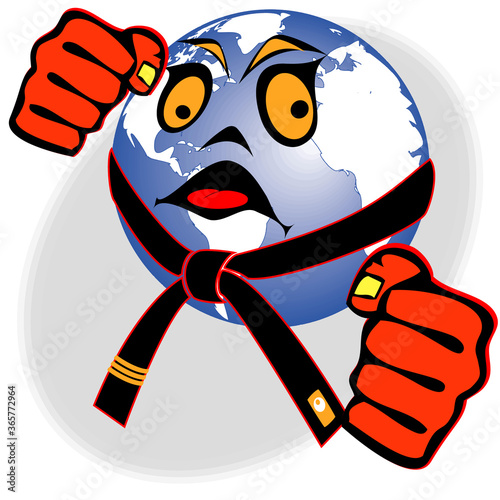 Karate power fist emblem. Martial art colored simbol design. Vector, EPS.