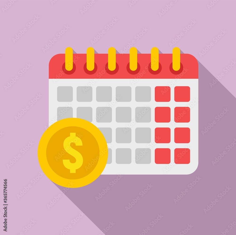 Money remarketing calendar icon. Flat illustration of money remarketing calendar vector icon for web design Money remarketing calendar icon. Flat illustration of money remarketing calendar vector icon for web design