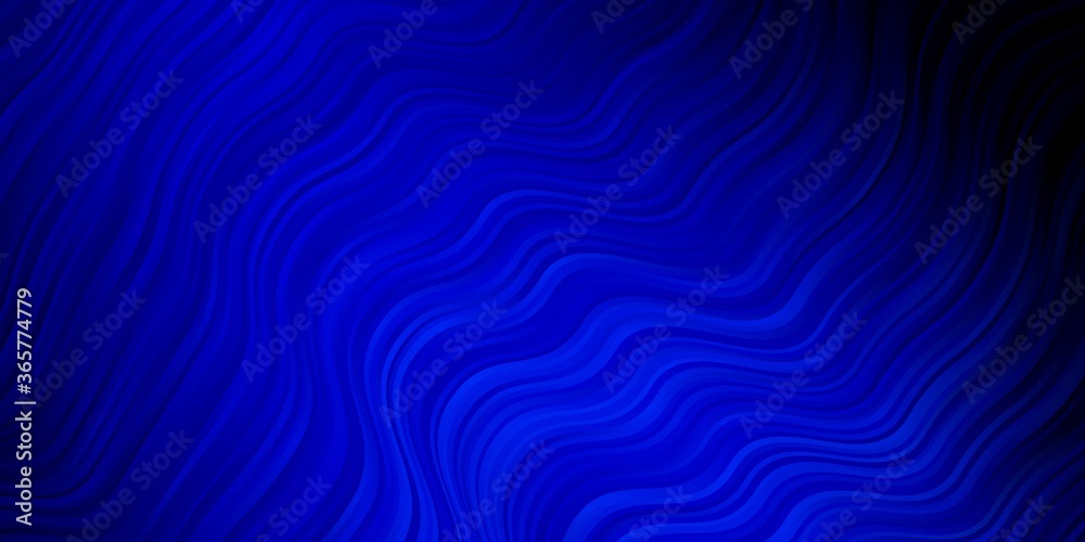 Dark BLUE vector template with curved lines. Colorful illustration, which consists of curves. Best design for your posters, banners.