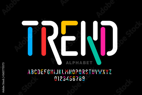 Modern style font, trendy alphabet letters and numbers