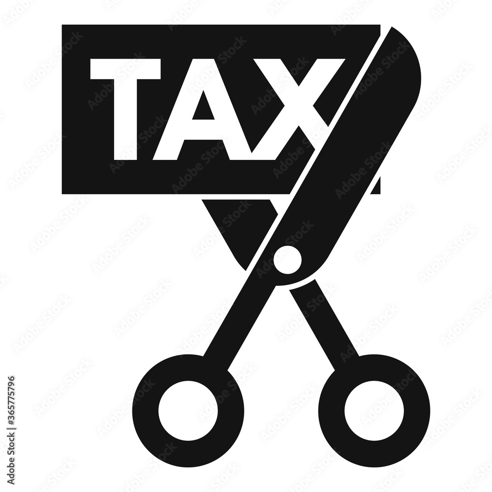 Scissors cut tax icon. Simple illustration of scissors cut tax vector icon for web design isolated on white background Scissors cut tax icon. Simple illustration of scissors cut tax vector icon for web design isolated on white background