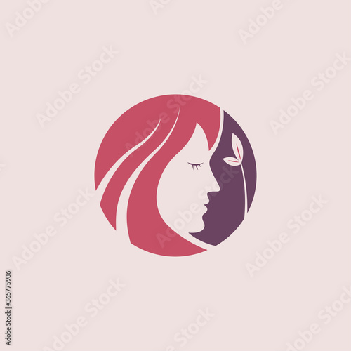 Natural woman illustration beauty care logo template