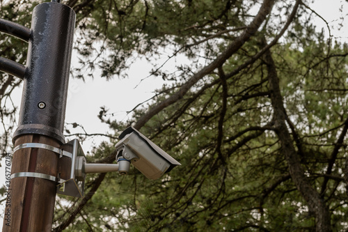 Surveillance camera in public park