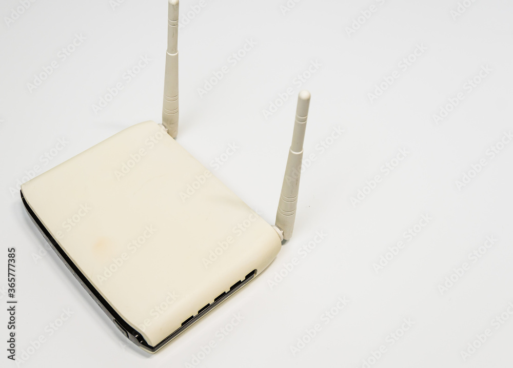 White wireless router with two antenna White wireless router with two antenna