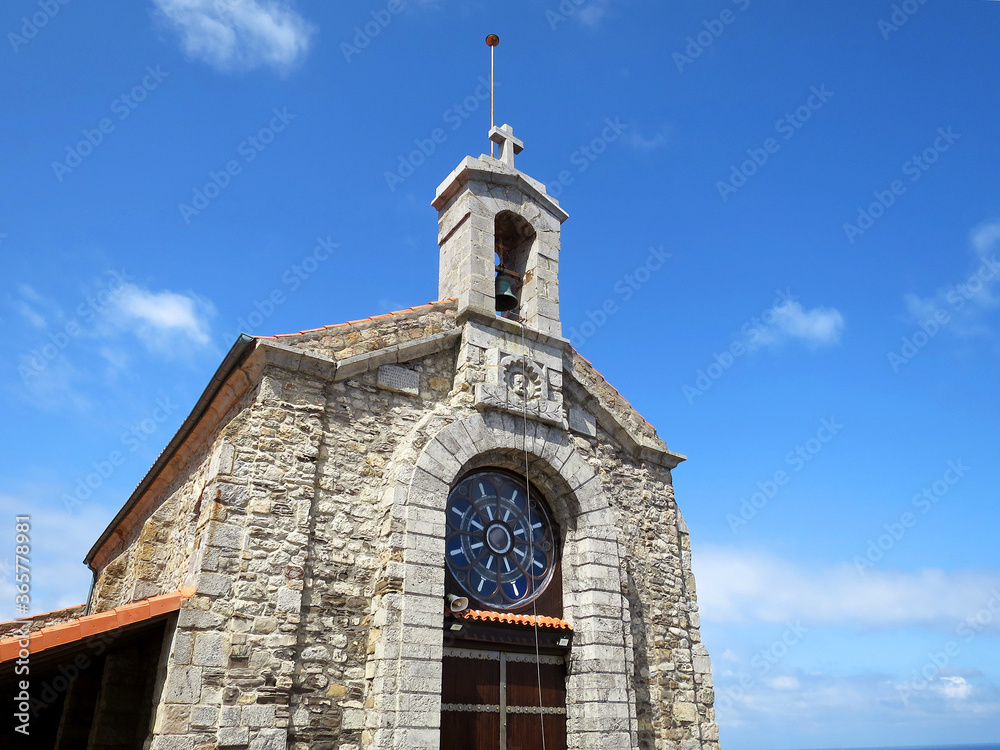The San Juan de Gaztelugatxe Church on the hilltop of Gaztelugatxe in Basque Country, Spain