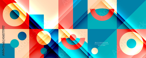 Neo memphis geometric pattern with circles  squares and lines. Pop art abstract background for covers  banners  flyers and posters and other templates