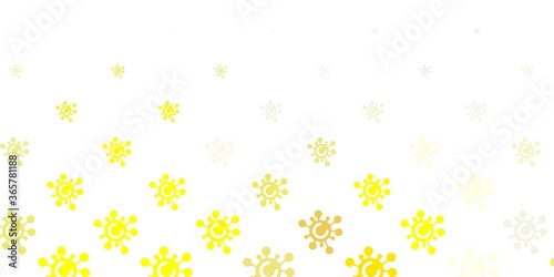 Light Yellow vector pattern with coronavirus elements.