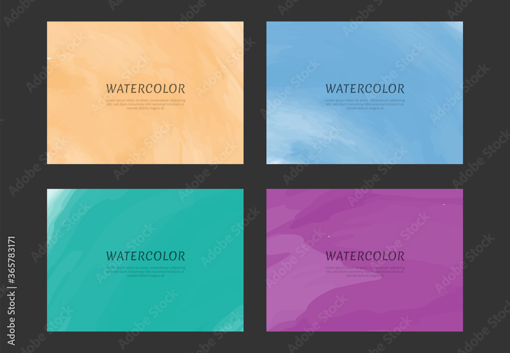 Set of colorful watercolor background templates.