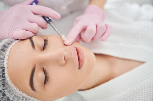 Non surgical beauty operation in professional studio