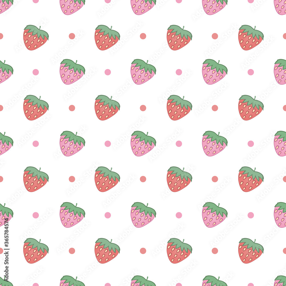 Pink and red strawberry seamless pattern vector on isolated white background. Pink and red strawberry seamless pattern vector on isolated white background.