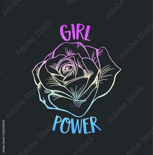 Girl Power Rose Tshirt Cool Woman Feminist Movement Gift new design vector illustrator