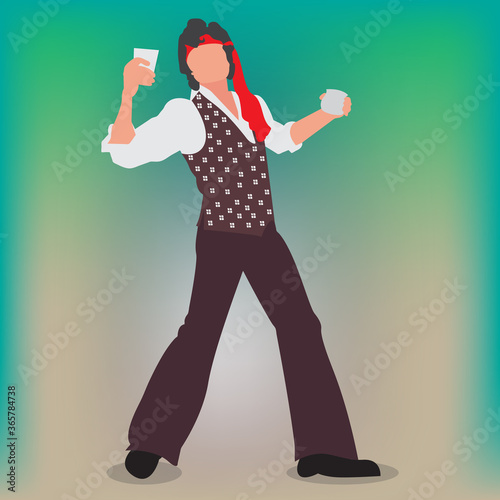 An Indian man performing bollywood style dance. Indian movie style dancing art.