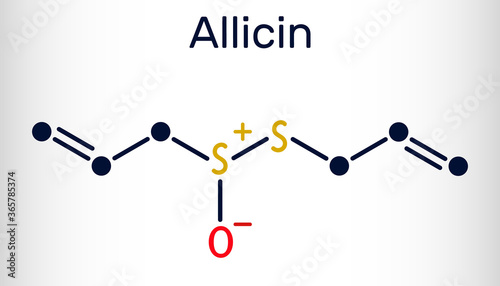 Allicin, sulfoxide molecule. This compound exhibits antibacterial and anti-fungal properties. Skeletal chemical formula