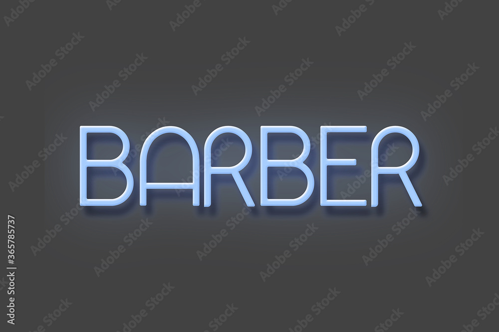 Barber, neon inscription on a gray background. Isolated. Design. Beauty and fashion. Barber, neon inscription on a gray background. Isolated. Design. Beauty and fashion.