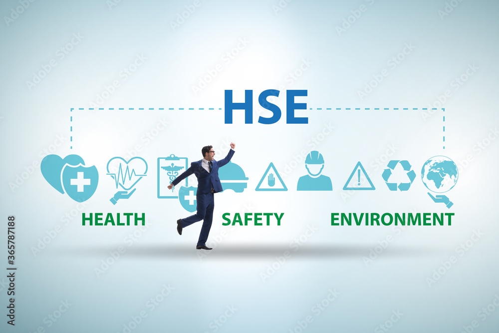 HSE concept for health safety environment with businessman HSE concept for health safety environment with businessman