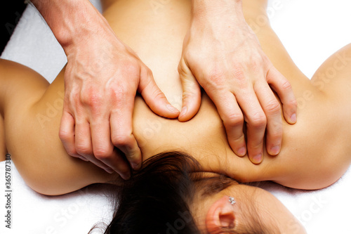 Oil massage. Thai oil massage close up. Back massage. Spa treatments.