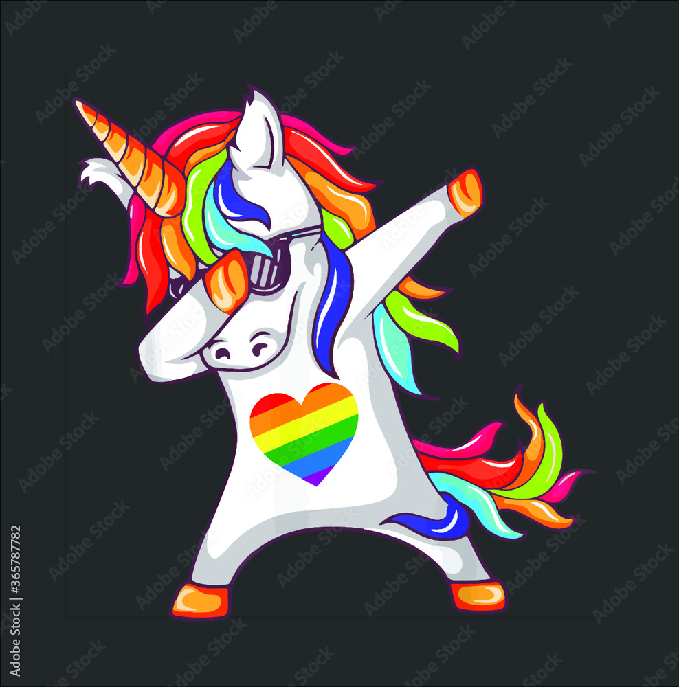 Pride Lgbt Gay Bisexual Lesbian Unicorn Dabbing Funny Shirt New Design Vector Illustrator Stock Vector Adobe Stock