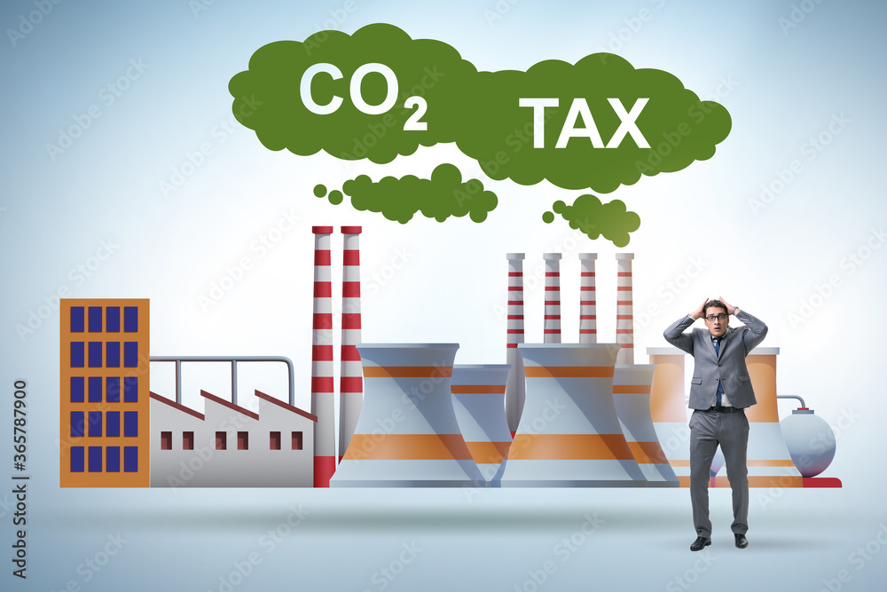 Businessman in carbon tax concept Businessman in carbon tax concept