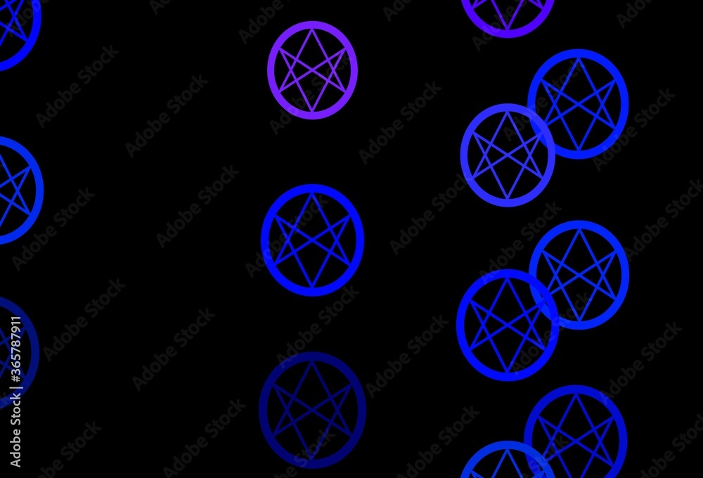 Dark Pink, Blue vector template with esoteric signs.
