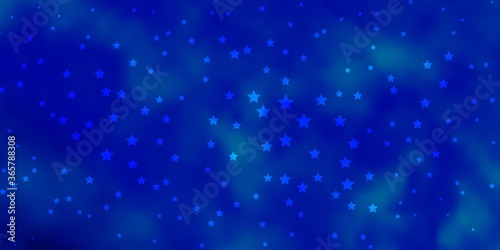 Dark BLUE vector background with colorful stars. Colorful illustration with abstract gradient stars. Pattern for new year ad, booklets.