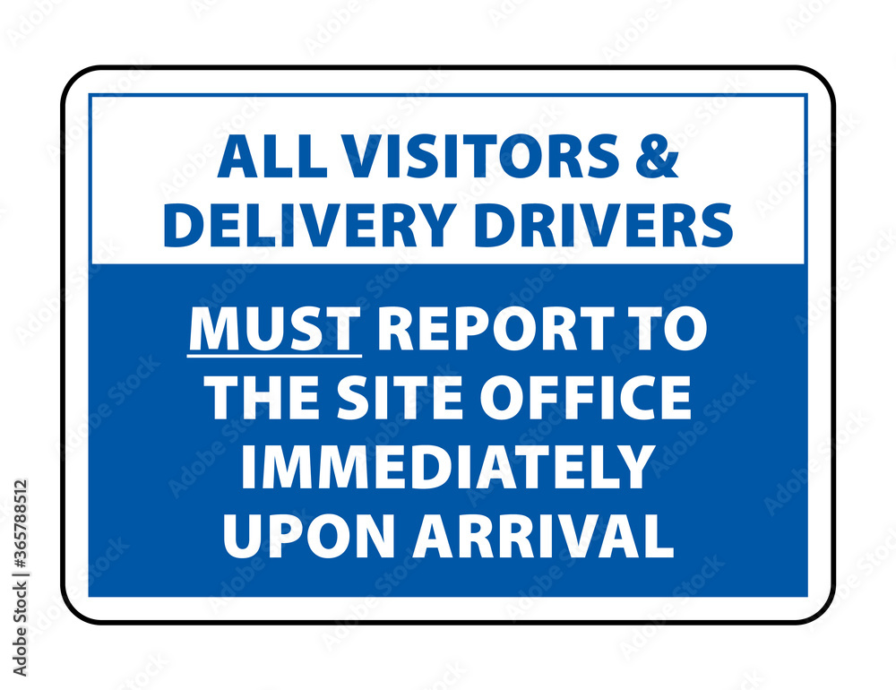 Cartello Obbligo Plastica 'All Visitors Must Report To Reception' 200x300mm - Seco