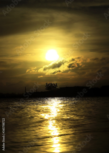 Beautiful sunset on the river in Bangladesh.