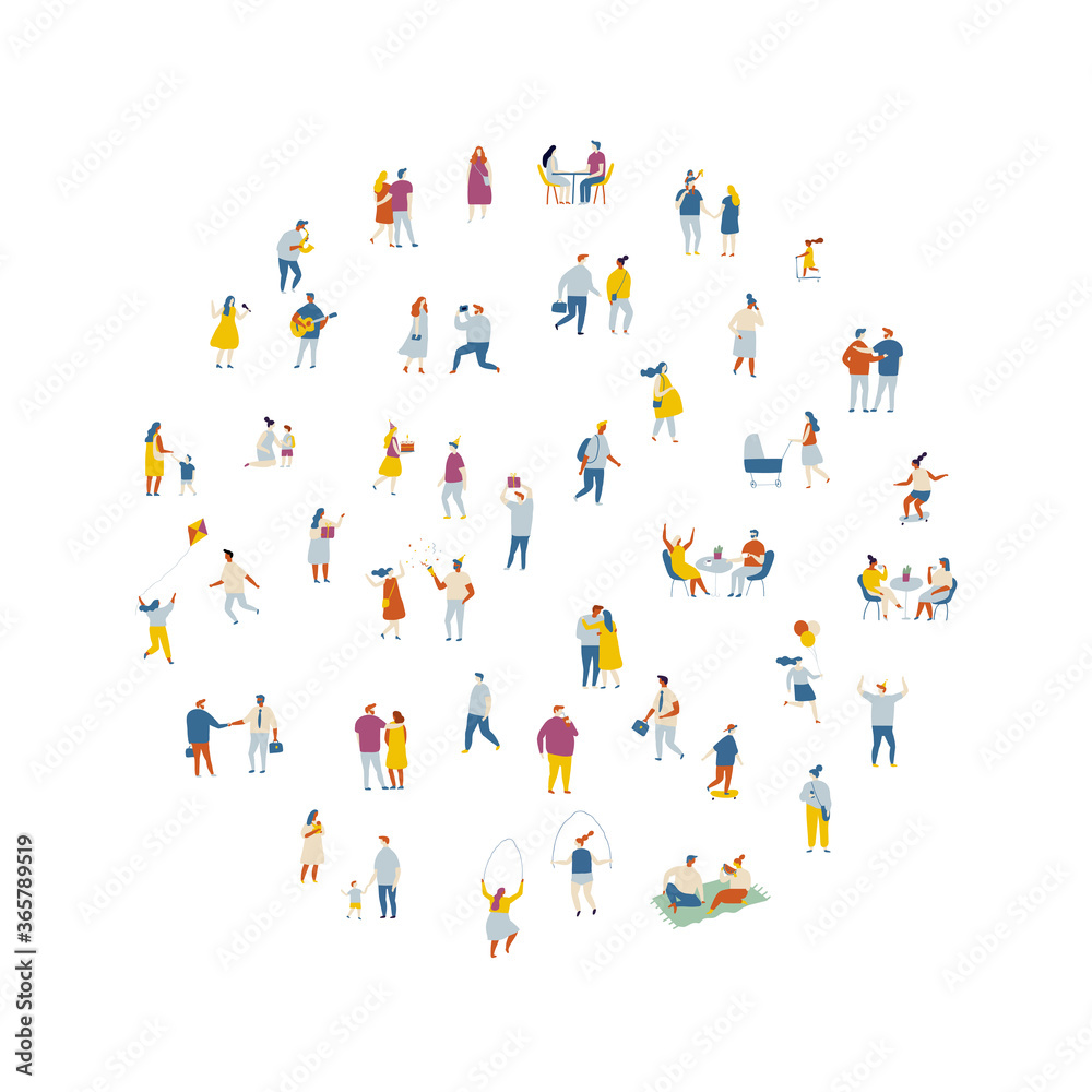 People crowd flat vector set. Background people isolated on white background