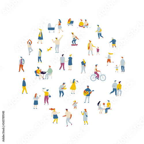 People crowd flat vector set. Background people isolated on white background