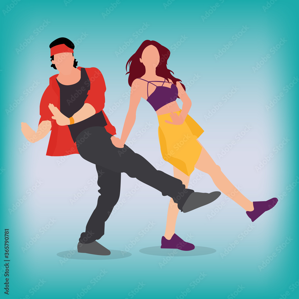 Young Indian couple performing a bollywood style dance as seen in Indian  cinema. Hindi movie style bollywood dancing. Stock Vector | Adobe Stock