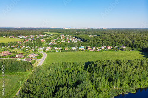 Aerial view from a drone of a rural village