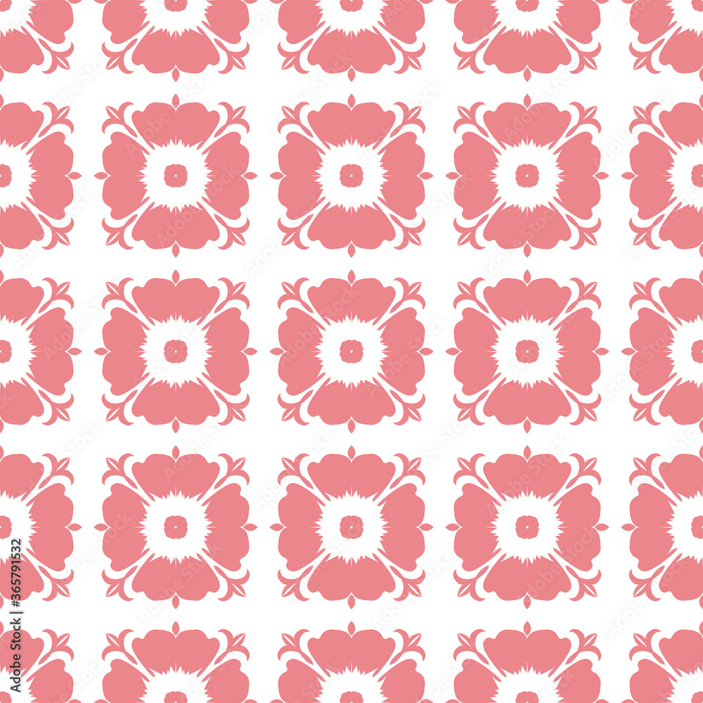 White seamless background with pink flloral pattern White seamless background with pink flloral pattern