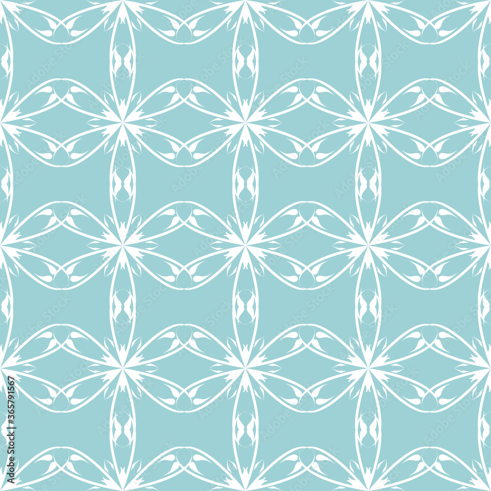 Floral seamless pattern. White on blue. Textile background