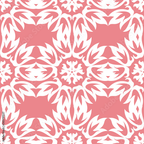 Floral seamless pattern. White flowers on pale pink background