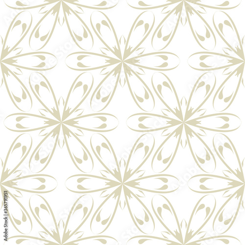 Floral seamless background. Pale olive green ornament on white background