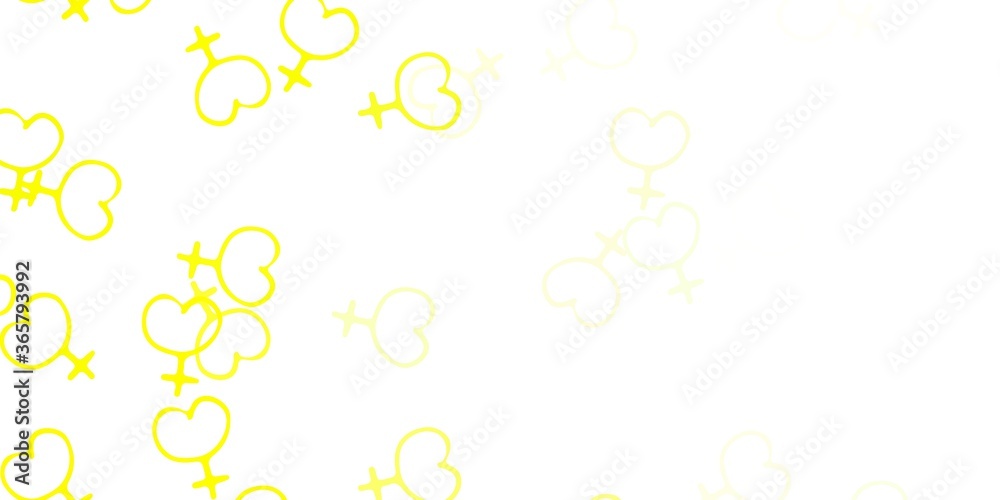 Light Yellow vector texture with women's rights symbols. Light Yellow vector texture with women's rights symbols.