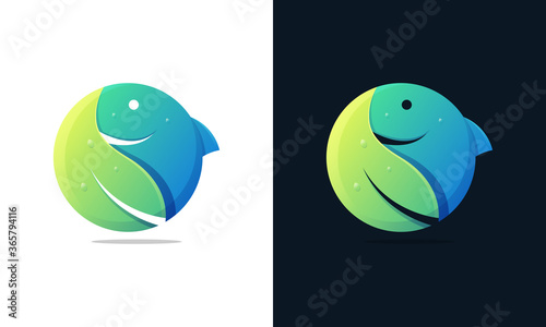 Nature fish logo design. aquaponic logo