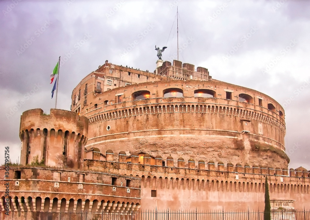 The Mausoleum of Hadrian, usually known as Castel Sant`Angelo in Rome, Italy.