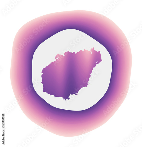 Hainan icon. Colorful gradient logo of the island. Purple red Hainan rounded sign with map for your design. Vector illustration.