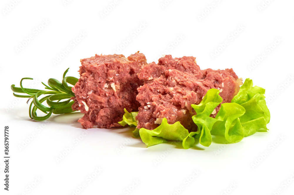 Beef stew with herbs, isolated on white background Beef stew with herbs, isolated on white background