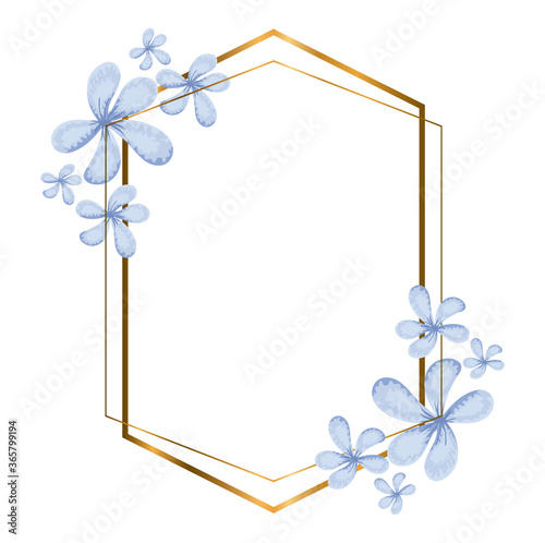 geometric polygonal frames with golden lines and leaves